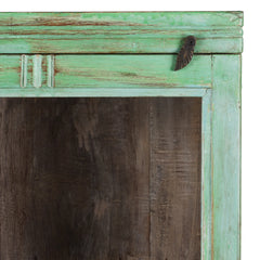 Indian Hand Carved Glass Door Solid Wood Small Cabinet D22