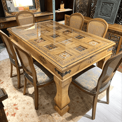 Mughal Hand Painted and Hand Carved Solid Wood Dining Table 12