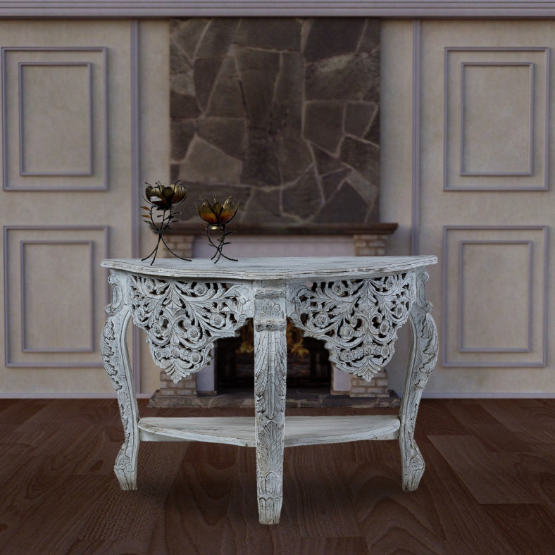 French Arched Hand Carved Indian Solid Wood Console  Table 17