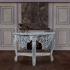French Arched Hand Carved Indian Solid Wood Console  Table 17