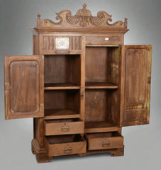 Indian Hand Carved Solid Wooden Cupboard Wardrobe D71