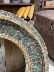 Mughal Hand Painted Indian Solid Wood Round Mirror Frame