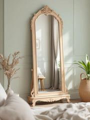 Arched Antique Vintage Hand Carved Solid Wooden Full Length Mirror Frame 44