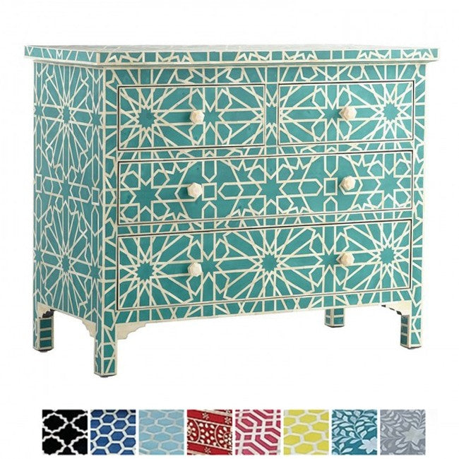 Maaya Bone inlay Chest of 3 Drawers Dresser
