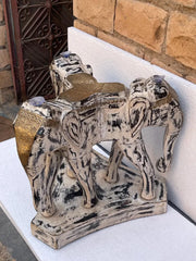 Indian Hand Carved Solid Wood Elephant Base With Glass Top Coffee Table C161