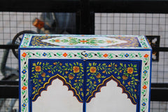 Mughal Indian Hand Painted Solid Wood Cabinet D132