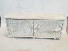 Dynasty French Hand Carved Doors Buffet Large Sideboard White Rustic 172x43x75cm