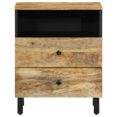 Angle Industrial Iron and  Solid Mango Wood Bedside Table 35
