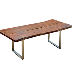 Live Edge Solid Wood & Iron Legs Rustic Farmhouse Large Dining Table