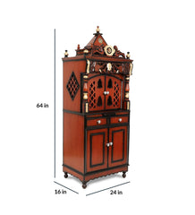 Medium Sized Handmade Sheesham Wood Home Temple In Brown