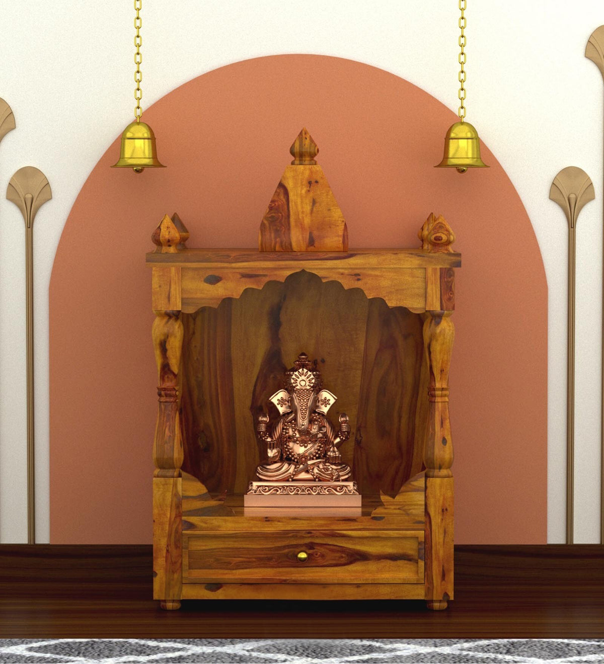 Sheesham Wood Handmade Mandir Home Temple In Brown