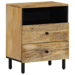 Angle Industrial Iron and  Solid Mango Wood Bedside Table 35