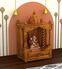 Sheesham Wood Handmade Mandir Home Temple In Brown