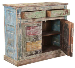 Two Doors, Two Drawer Sideboard in Scrap Wood, India Brocante