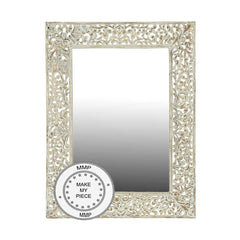 White Mirror In Carved Floral Frame