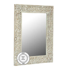 White Mirror In Carved Floral Frame