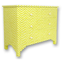 Maaya Bone Inlay Chest of 4 Drawers Yellow Chevron Zigzag
