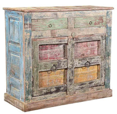 Two Doors, Two Drawer Sideboard in Scrap Wood, India Brocante