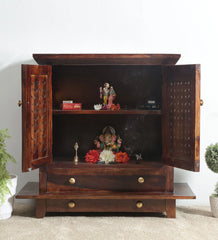 Sheesham Wood Handmade Mandir Home Temple In Brown