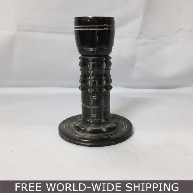 Real Bone Inlay Designer Pillar Vintage Candle Stand Holder Black C Decor Gift