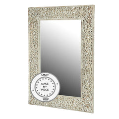 White Mirror In Carved Floral Frame