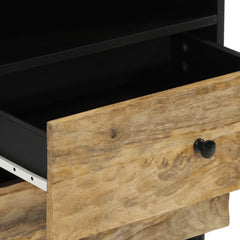 Angle Industrial Iron and  Solid Mango Wood Bedside Table 35