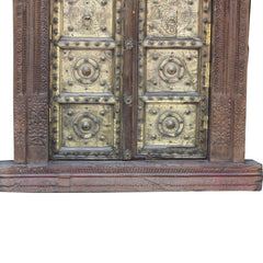 Indian Vintage Antique Handcrafted Brass Work Wooden Door 60