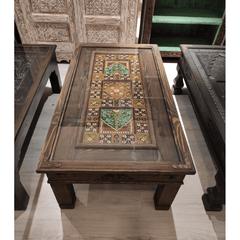 Mughal Hand Painted Solid Wood Coffee Table C27