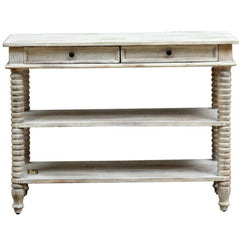 French Provincial Style Pillar Console Table White