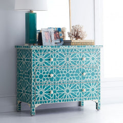 Maaya Bone inlay Chest of 3 Drawers Dresser