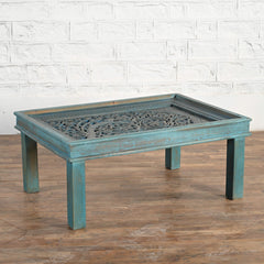 Hand Carved Indian Furniture Jali Reclaimed Wood Coffee Table