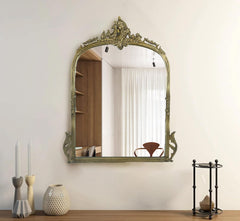 CORSICA Victorian Premium Metal Frame Arched Hand-Casted Mirror Gold 90cm