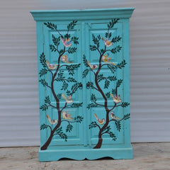 Pandora Hand Painted Cabinet Blue Birds Floral