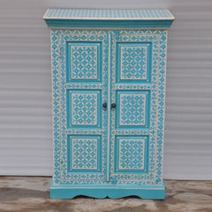 Bone Inlay Star Geometrical pattern Cabinet Blue