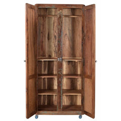 Cromer Indian Solid Wood Wardrobe Cabinet Natural D 60x W 100 x H 200 Cm