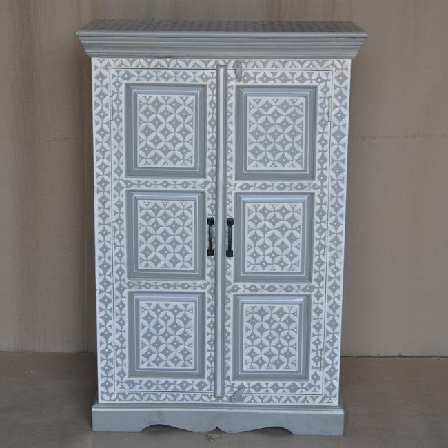 Bone Inlay Star Geometrical pattern Cabinet Grey