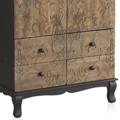 Hand Carved Solid Wooden 2 Door 4 Drawers Cupboard Wardrobe D128
