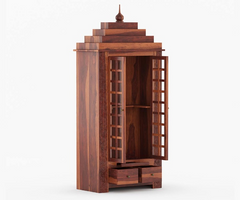 Handmade Home Decor Sheesham Wood Home Temple in Honey Finish