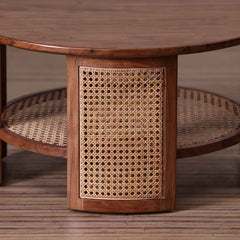 Rattan Elegance Series Mango Wood Cane Round Coffee Table 80x 80x 45Cm