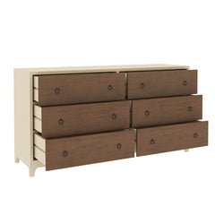 Blanc Indian Solid Wood Two Tone Bedroom Dresser With 6 Drawers