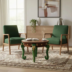 Indian Hand Carved Brass Work Solid Wood Coffee Table C136