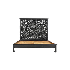 Dynasty Hand Carved Solid Wood Low Profile Standard Bed Black