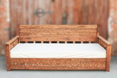 Hand Carved Indian Solid Mango Wood Daybed