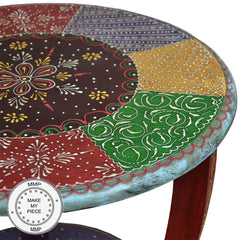 Pandora Hand Painted Round Side Table Multicolour