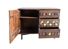 Pine Grove Carved Handmade Indian Furniture Mango Wood Chest of Drawers Cabinet