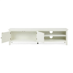 Carved Oasis Hand Carved Solid Mango Wood TV Unit Cabinet In White Color