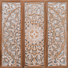 Heritage Heirlooms Solid Mango Wood Decorative Hand Carved Square Wall Panel