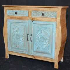 French Colonial solid blue sideboard hutch hand carved 1M