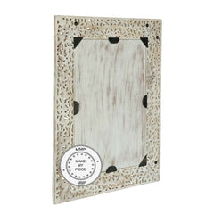 White Mirror In Carved Floral Frame