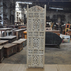 Dynasty Hand Carved Indian Partition Screen Room Divider OFF White